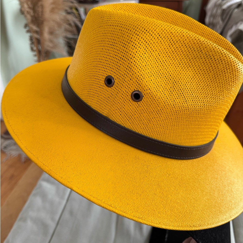 Tiara Bright Yellow Hat with Dark Brown Band